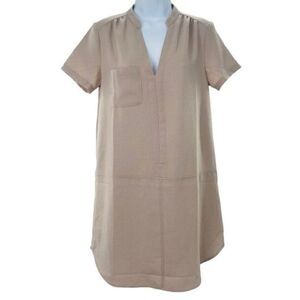LUSH Beige Casual Mini V neck Shift Dress